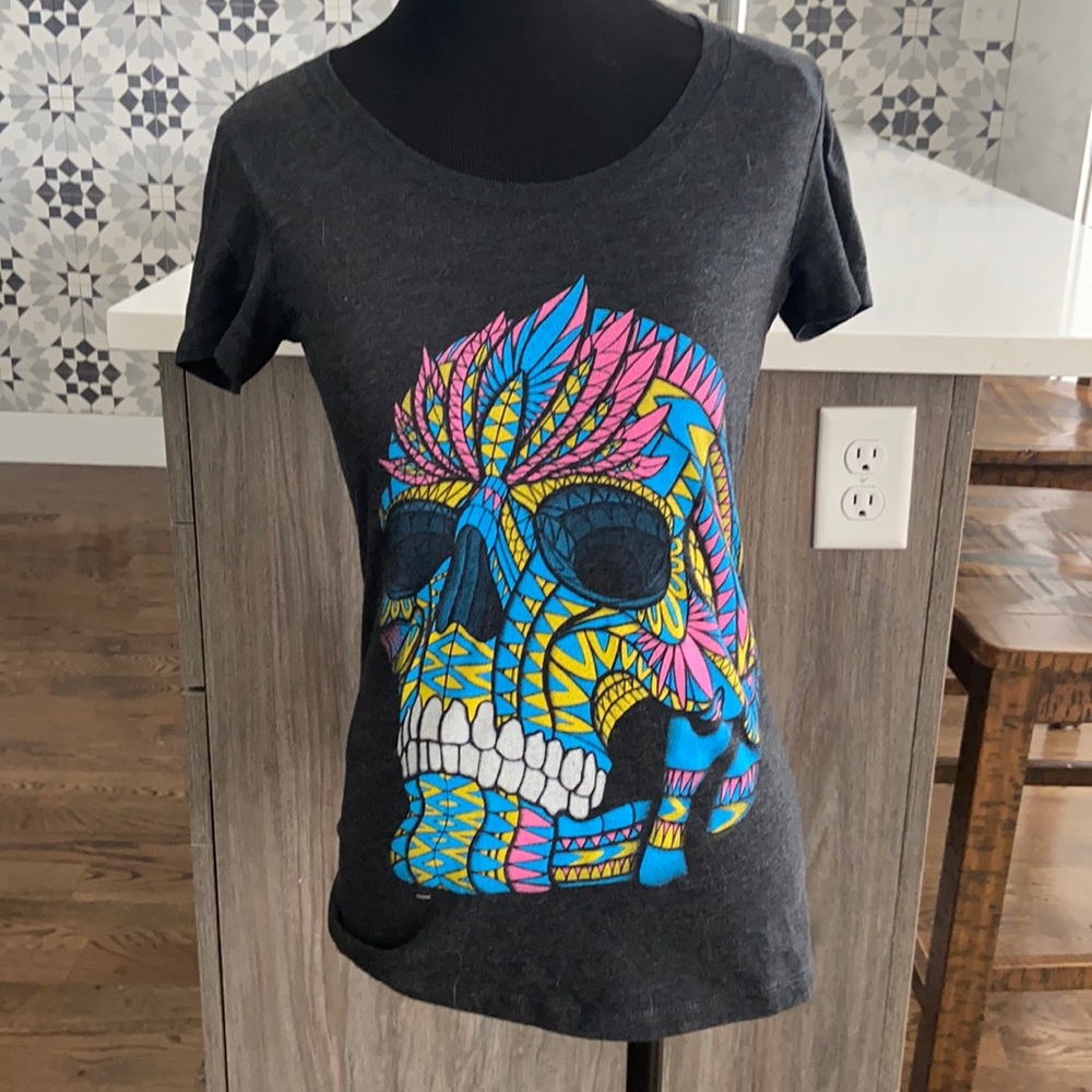 ModCloth/Curbside Clothing colorful skull shirt